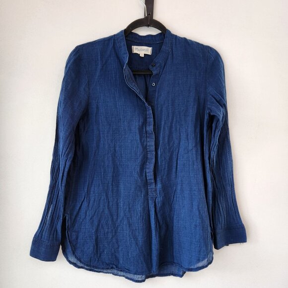 Madewell Tops - Madewell Blue Lightweight Popover Blouse Shirt Lagenlook 100% Cotton Women's S